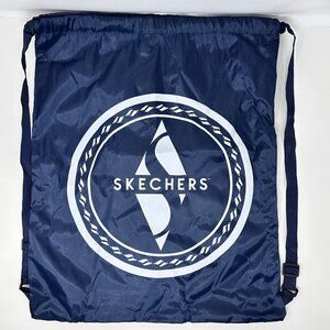 Skechers Nylon Drawstring Bag Gym Bag Navy Blue White Logo Backpack Day Pack